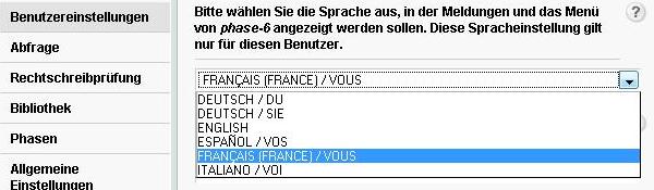 Sprache auswählen