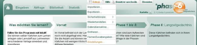 Auswahl im Menü