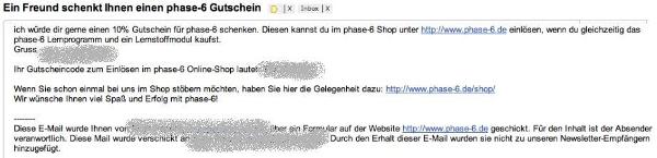 Gutschein erhalten?