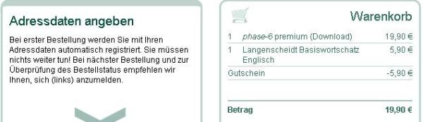 Warenkorb reduziert