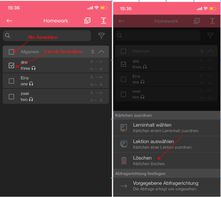Kärtchen löschen phase6 Help Center