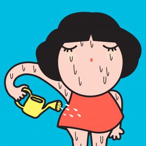 Abkühlen durch Gießkanne