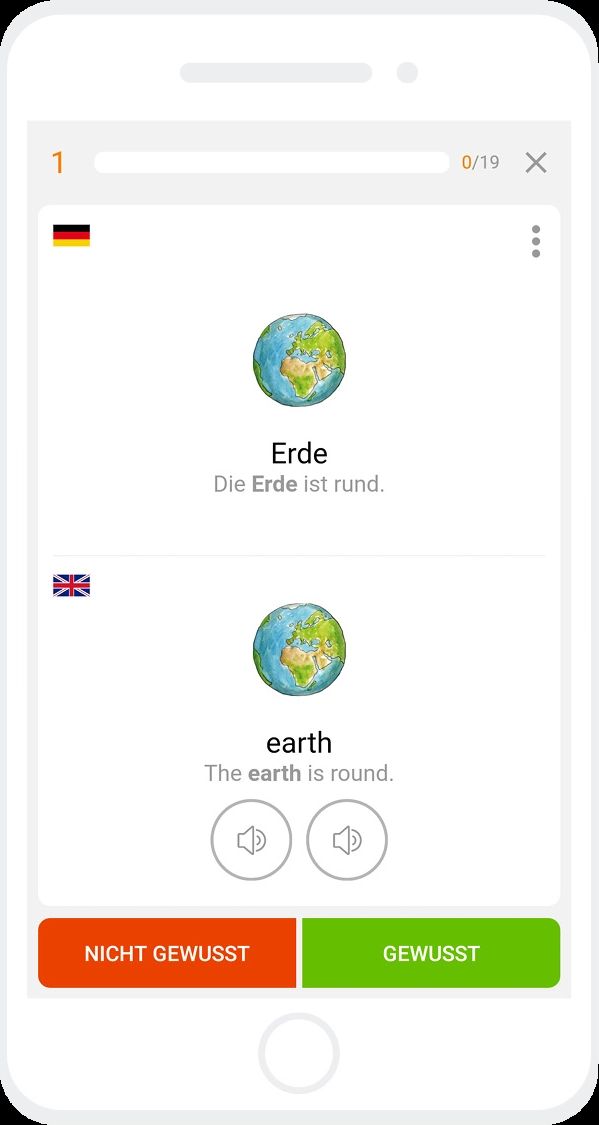phase6 Vokabeltrainer-App wird auf einem Smartphone angezeigt