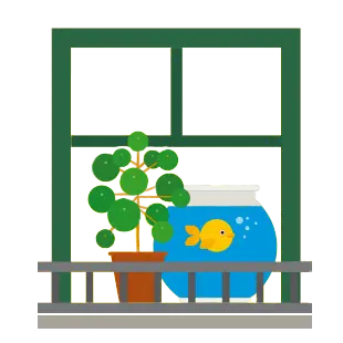 Fenster mit Pflanzen