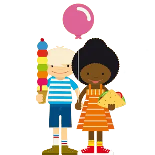 Spielende Kinder mit Spielzeug und Ballons