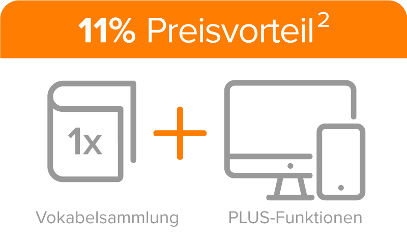 2 Im Vergleich zum Einzelkauf der PLUS-Funktionen und 1 Vokabelsammlung.