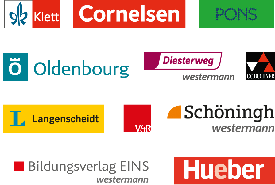 Schulbüchern und Kursbüchern von Klett, Cornelsen, C.C. Buchner, Diesterweg, Westermann, Langenscheidt