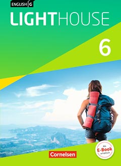 Das Cover zum Schulbuch English G Lighthouse 6 (Audio) von Cornelsen zum Lernen der Vokabeln in der Sprache Englisch - geeignet für Schule ab Klasse 5 (Realschule, Hauptschule, Grundschule (5-6), Sekundarschule, Integrierte Gesamtschule, Realschule+, Werkrealschule, Gemeinschaftsschule, Oberschule, Regelschule, Regionale Schule, Integrierte Sekundarschule, Kooperative Gesamtschule) - passend zu ISBN 978-3-06-032711-9, 978-3-06-032713-3, 978-3-06-032715-7, 978-3-06-034175-7. Der Vokabeltrainer phase6 classic ist die beste App für bessere Noten.