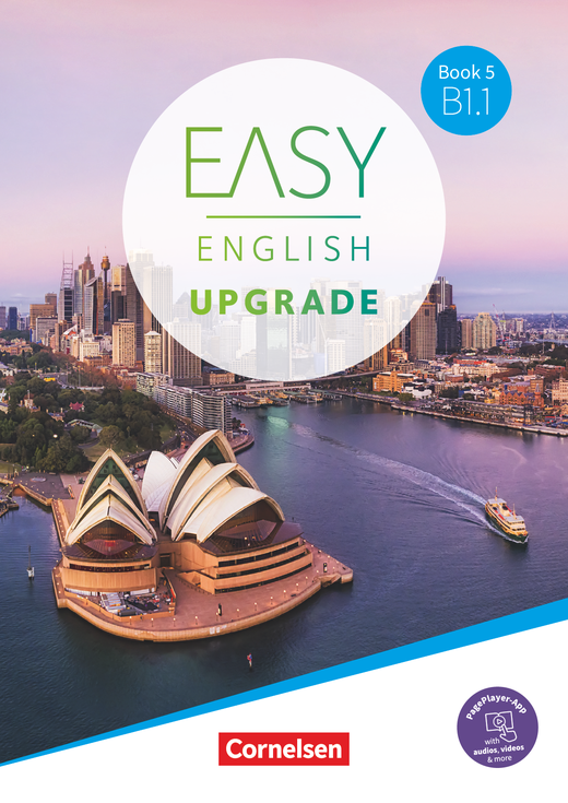 Das Cover zu Easy English Upgrade B1.1 von Cornelsen zum Lernen der Vokabeln in der Sprache Englisch - geeignet für Studium, VHS - passend zu ISBN 978-3-06-122721-0. Der Vokabeltrainer phase6 classic ist die beste App für bessere Noten.