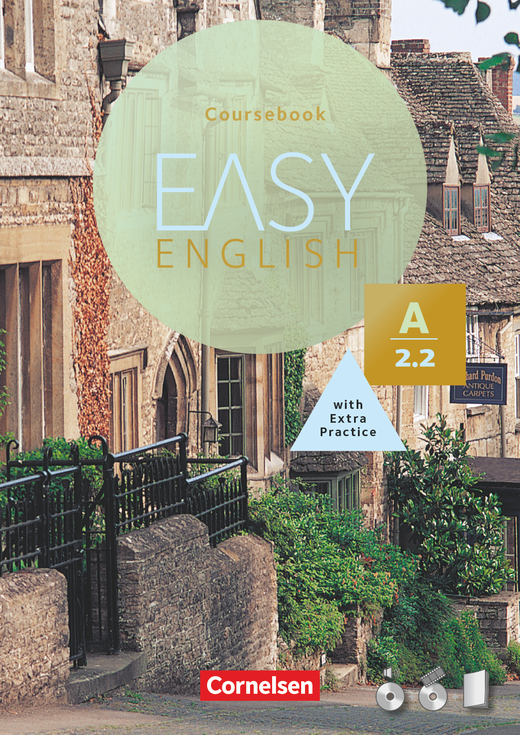 Das Cover zu Easy English A2.2 von Cornelsen zum Lernen der Vokabeln in der Sprache Englisch - geeignet für Studium, VHS - passend zu ISBN 978-3-06-520817-8, 978-3-06-520818-5, 9783065211963. Der Vokabeltrainer phase6 classic ist die beste App für bessere Noten.