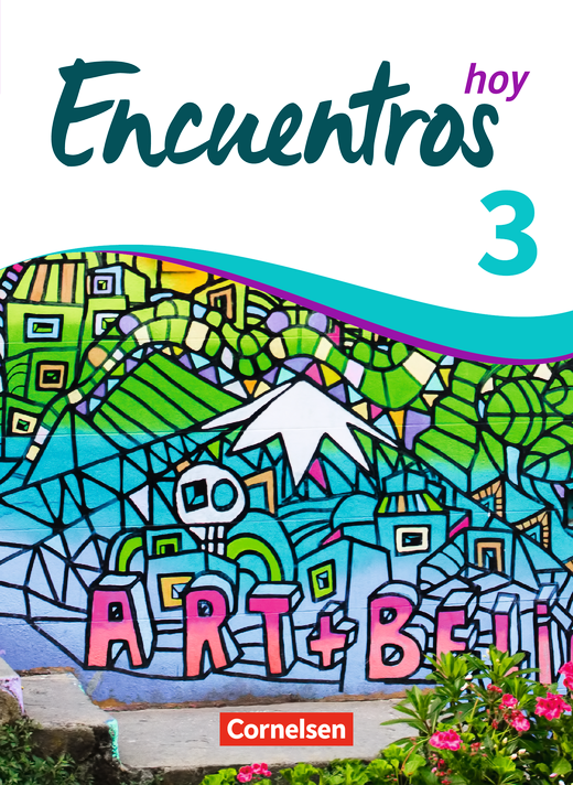 Das Cover zum Schulbuch Encuentros - Ausgabe 2018 - Band 3 von Cornelsen zum Lernen der Vokabeln in der Sprache Spanisch - geeignet für Schule ab Klasse 5 (Gymnasium, Realschule, Gesamtschule, Sekundarschule, Integrierte Gesamtschule, Realschule+, Gemeinschaftsschule, Oberschule, Regelschule, Regionale Schule, Integrierte Sekundarschule, Kooperative Gesamtschule), Schule Oberstufe - passend zu ISBN 978-3-06-121646-7, 978-3-06-121959-8. Der Vokabeltrainer phase6 classic ist die beste App für bessere Noten.