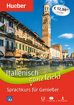 Das Cover zur Buchreihe Sprachkurse für Genießer (Italienisch) von Hueber zum Lernen der Vokabeln in der Sprache Italienisch. Der Vokabeltrainer phase6 classic ist die beste App für bessere Noten.
