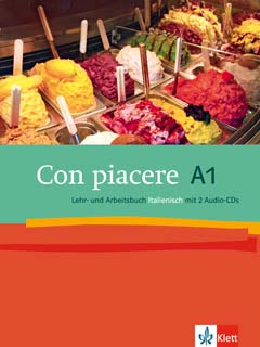 Das Cover zur Buchreihe Con piacere von Ernst Klett Sprachen zum Lernen der Vokabeln in der Sprache Italienisch. Der Vokabeltrainer phase6 classic ist die beste App für bessere Noten.