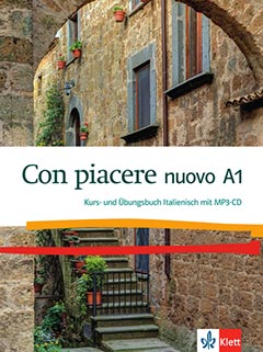 Das Cover zur Buchreihe Con piacere nuovo von Ernst Klett Sprachen zum Lernen der Vokabeln in der Sprache Italienisch. Der Vokabeltrainer phase6 classic ist die beste App für bessere Noten.