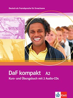 Das Cover zu DaF kompakt A2 (Audio) von Ernst Klett Sprachen zum Lernen der Vokabeln in der Sprache Deutsch (DaF) - geeignet für Studium, VHS - passend zu ISBN 978-3-12-676180-2, 978-3-12-676187-1. Der Vokabeltrainer phase6 classic ist die beste App für bessere Noten.