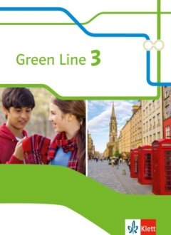 Das Cover zum Schulbuch Green Line 2014 - Band 3 (Audio) von Ernst Klett Verlag zum Lernen der Vokabeln in der Sprache Englisch - geeignet für Schule ab Klasse 5 (Gymnasium) - passend zu ISBN 978-3-12-834230-6, 978-3-12-834231-3, 978-3-12-834232-0, 978-3-12-834233-7. Der Vokabeltrainer phase6 classic ist die beste App für bessere Noten.