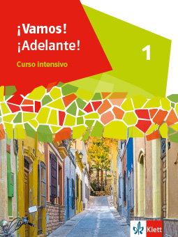 Das Cover zur Buchreihe ¡Vamos! ¡Adelante! Curso intensivo (ab 2022) von Ernst Klett Verlag zum Lernen der Vokabeln in der Sprache Spanisch. Der Vokabeltrainer phase6 classic ist die beste App für bessere Noten.