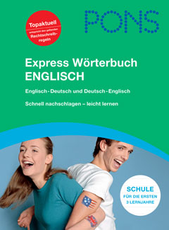 Das Cover zur Buchreihe Express-Wörterbuch von PONS zum Lernen der Vokabeln in der Sprache Englisch. Der Vokabeltrainer phase6 classic ist die beste App für bessere Noten.
